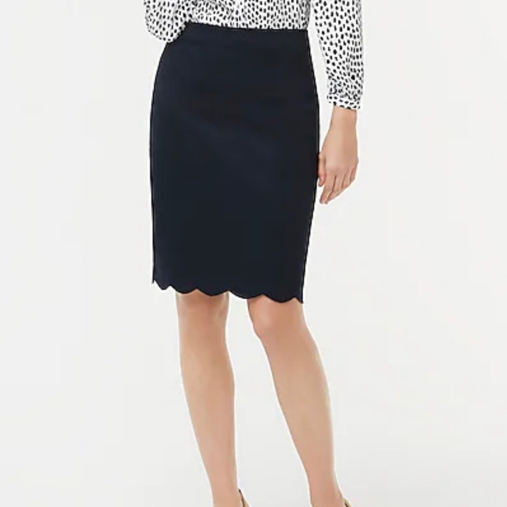 Jcrew factory scalloped sateen pencil skirt AL208